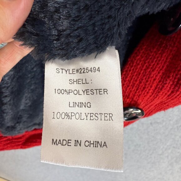 Misslook Red Hooded Cardigan‎ Bunny Rabbit Glasses Faux Fur Lining Size Large ? - Picture 5 of 11